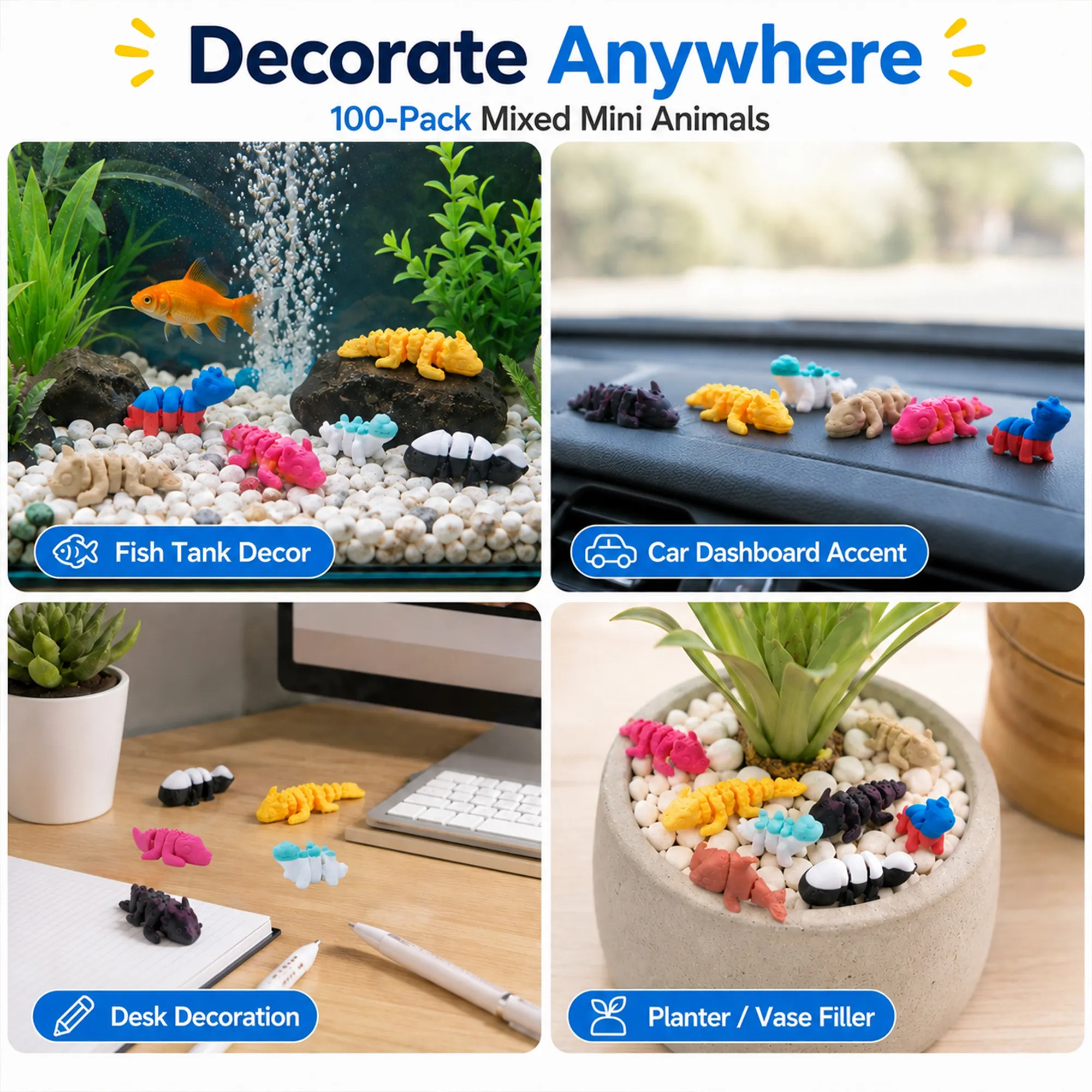 Assorted 3D Printed Mini Animals, Random Mixed