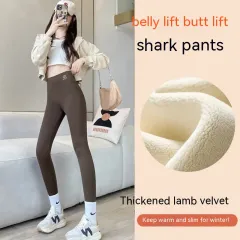 Women's Fashion Thick Warm No Embarrassment Line Leggings - Velvet Coffee Colour - View 1