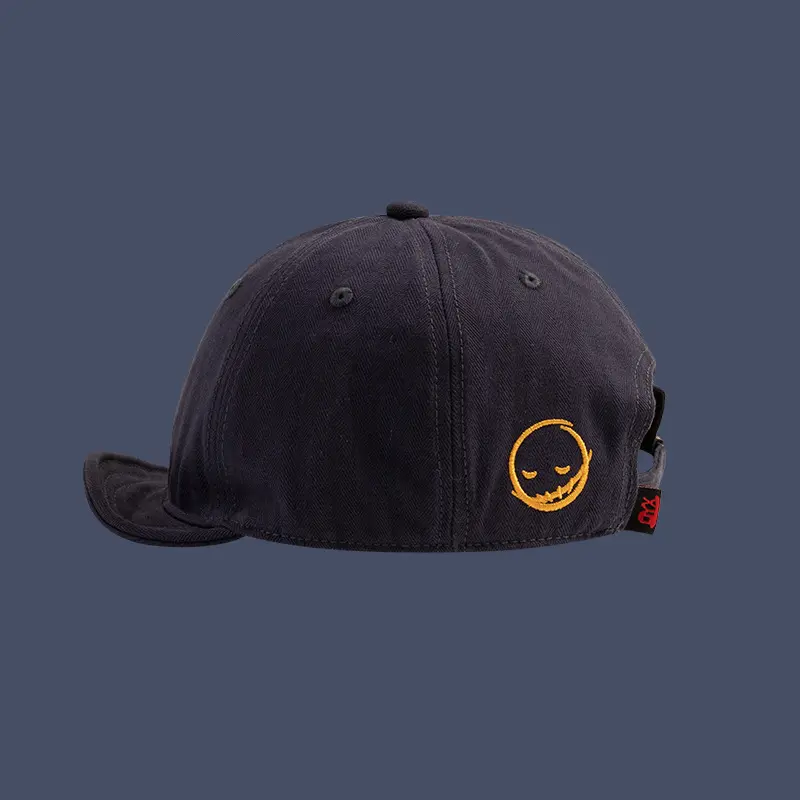 Men's And Women's Style Solid-color Embroidered Simple Smiling Face Short Brim Adjustable Soft-top Versatile Sport Cap Suitable For Daily Outings, Outdoor Trave