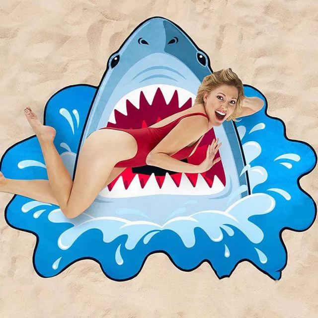 Water absorbent And Quick drying Beach Towel Printing Swimming Towel Material Shark - Shop at LoveMi