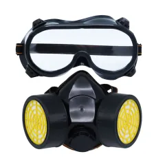 Chemical Dustproof Respirator Gas Face Mask Safety Filter Military Eye Goggle Dual Protection Filter - Black - View 1