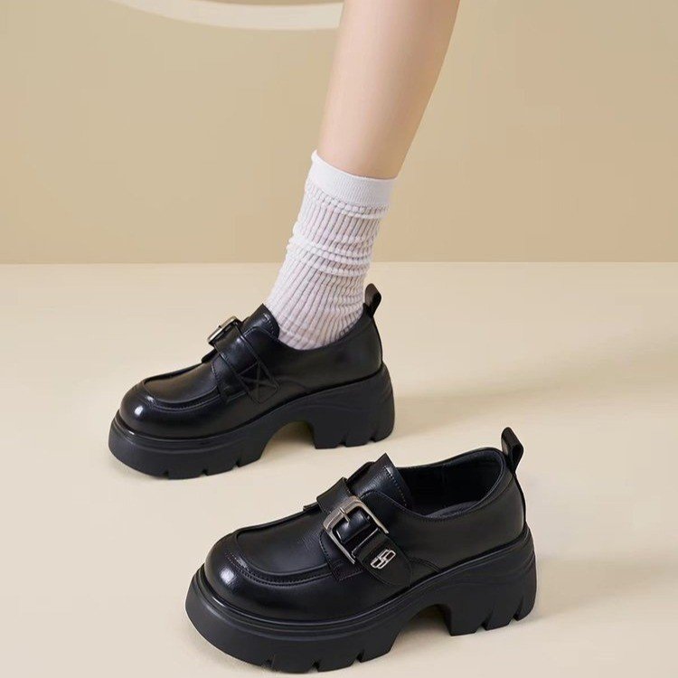 Women's Platform Mary Jane Shoes Buckle Strap Chunky Sole Slip On Loafers