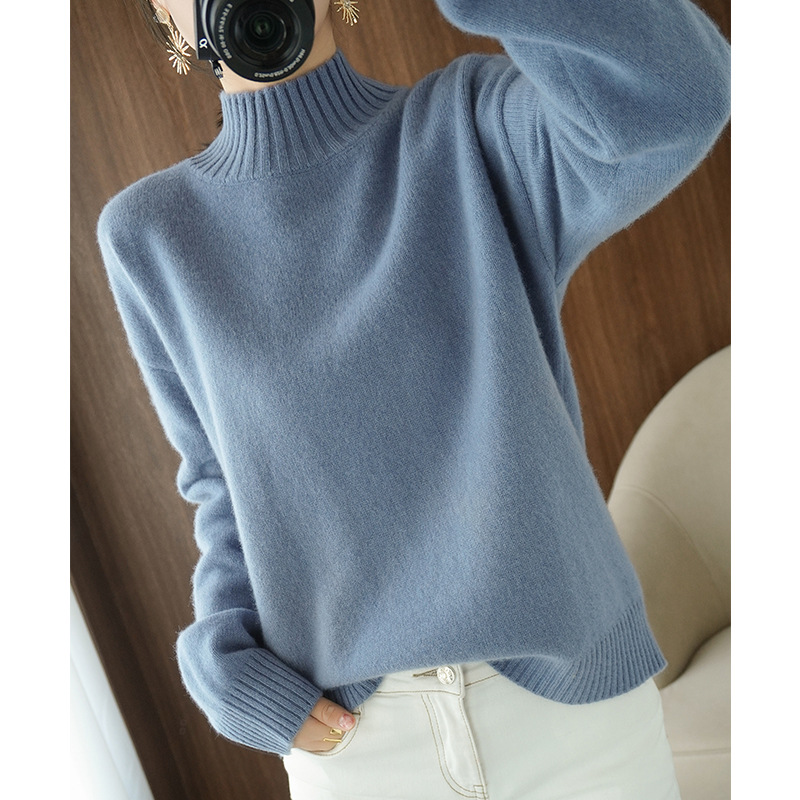 Title 7, Loose Flat Long-sleeved Knitted Sweater Thick L...