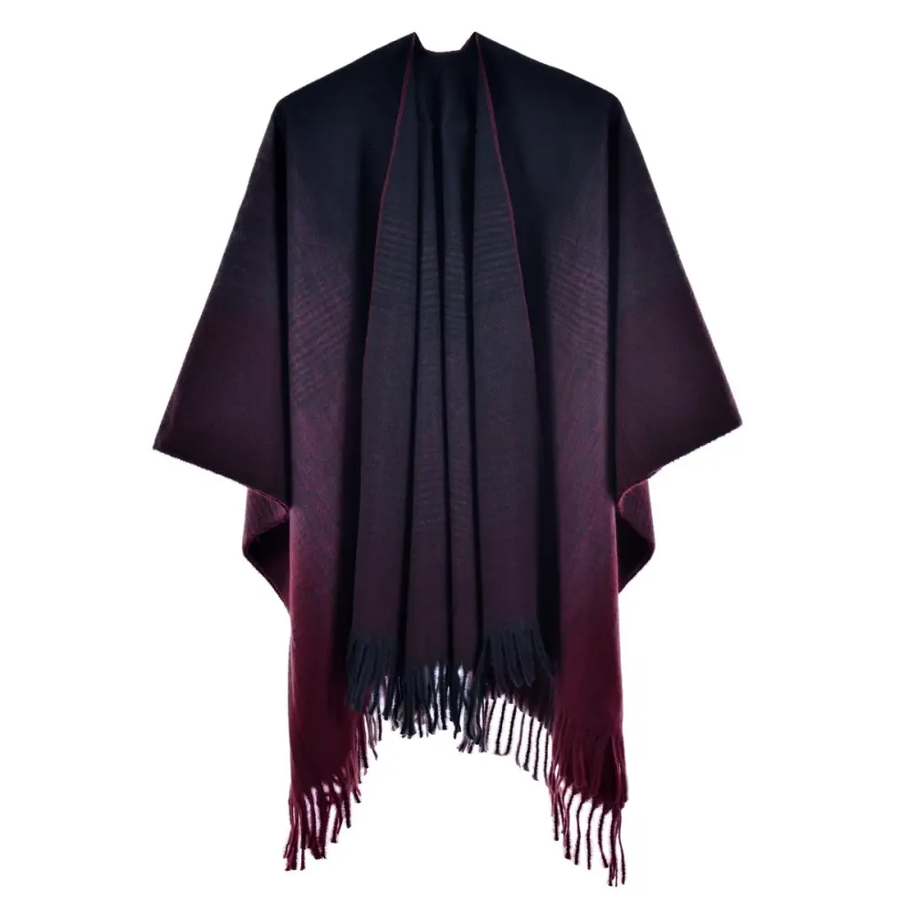 Women's Autumn Winter Knit Split-Hem Poncho Shawl