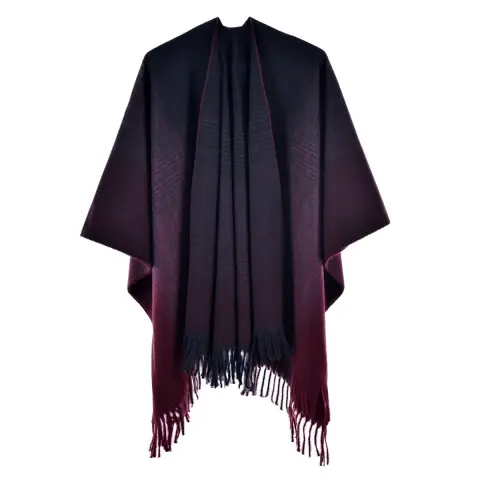 Women's Autumn Winter Knit Split-Hem Poncho Shawl