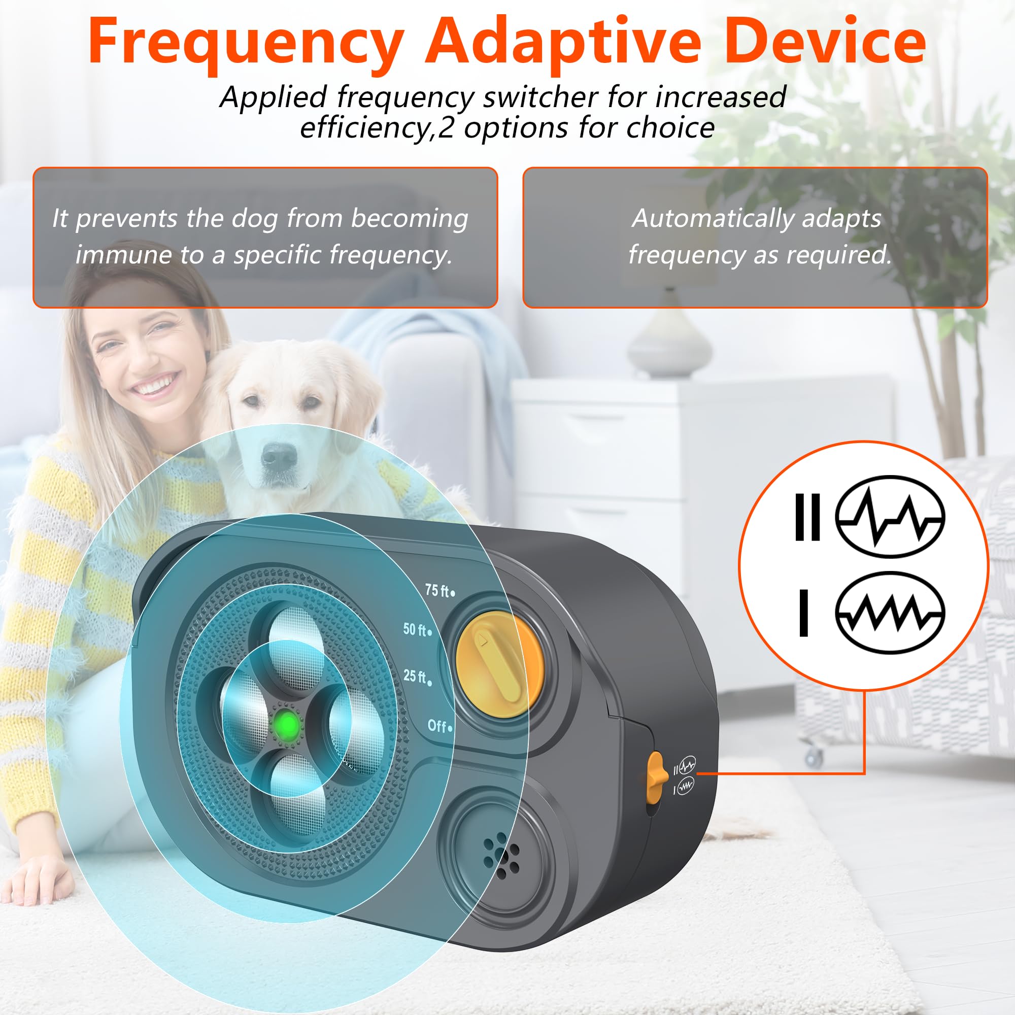 Anti Barking Device For Dogs, Bark Box Rechargeable Dog Bark Deterrent With Variable Ultra Frequency 6 Modes IP65 Waterproof Dog Silencer Stop Neighbors  Dogs From Barking Up To 75ft — foto 4