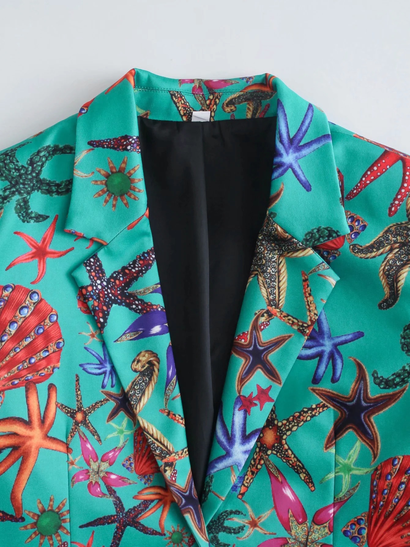 Retro Marine Life Print Mid-length Two-button Casual Suit