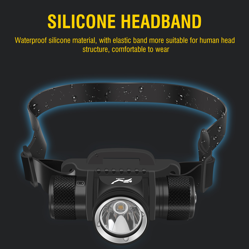 Underwater LED Scuba Diving Headlamp Warm Lamp Dive Light Head Torch Flashlight — image 2