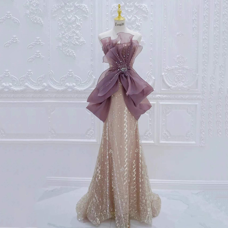 Beaded Champagne Evening Dress, picture 2 of 5
