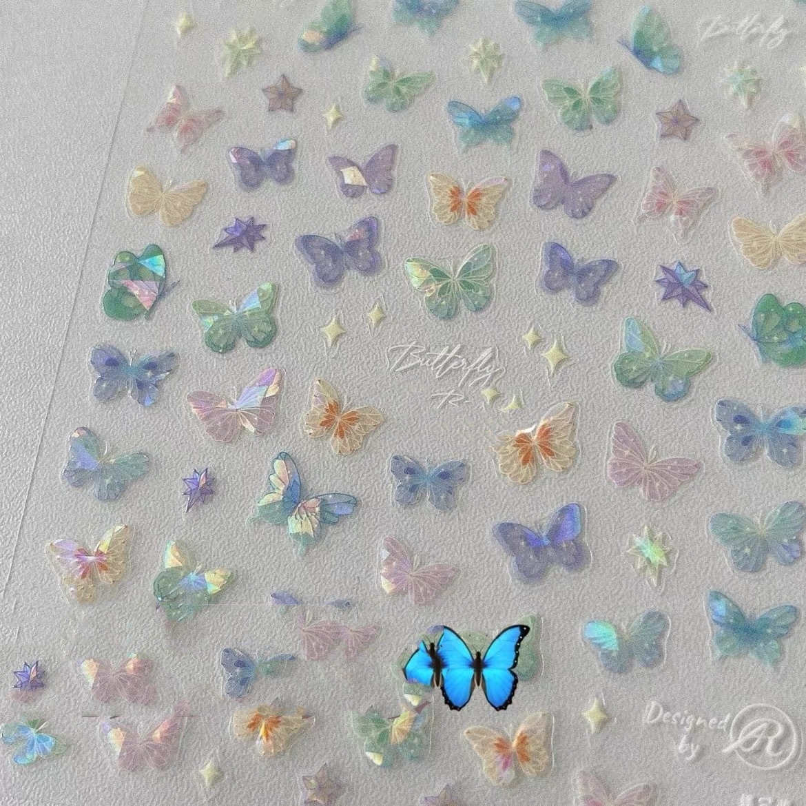 Butterfly Wing Streamer Laser Sticker Advanced Relief Manicure - Image 11