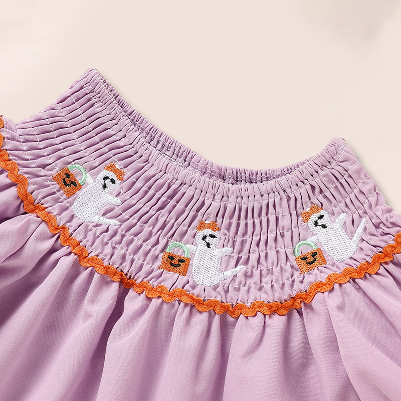 Infant Baby Girls Halloween Dress Ghost Embroidery Dress With Headband Party Costume Dresses — foto 6