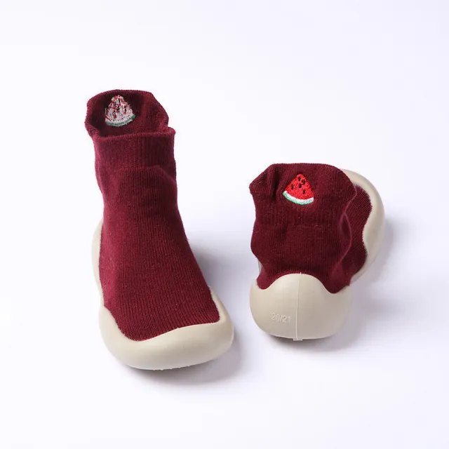 Children's Toddler Step Soft Bottom Non slip Cartoon Cotton Baby Shoes Wine Red - Shop at LoveMi