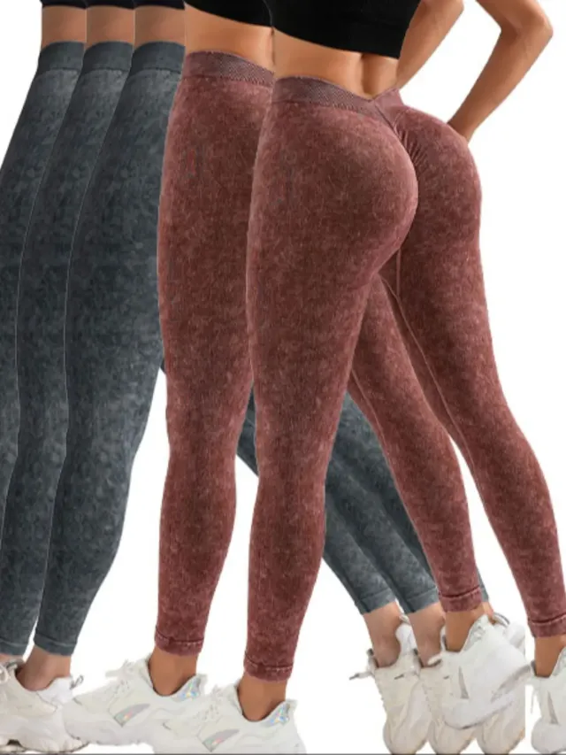5 Pack V Back Scrunch Butt Workout Leggings, Women Seamless Gym Yoga Leggings High Waist Active Yoga Pants, Yoga Leggings High Waist Active Yoga Pa... 5Pack3 - Shop at LoveMi