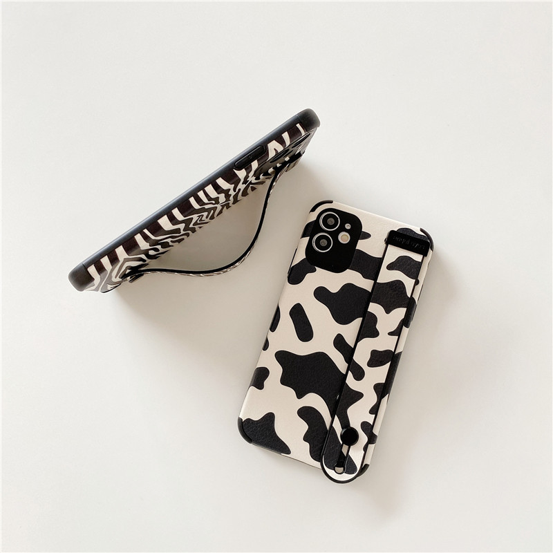 Cow Pattern Wrist Strap Soft Phone Case - Image 3