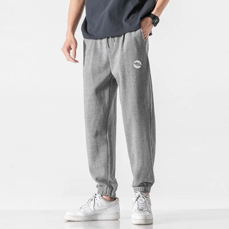 Sports Gray Waffle Pants Men's Ins Loose-fitting Thin Casual Trousers