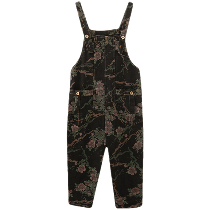 Title 2, Spring And Summer Lean Printing Jean Overalls W...