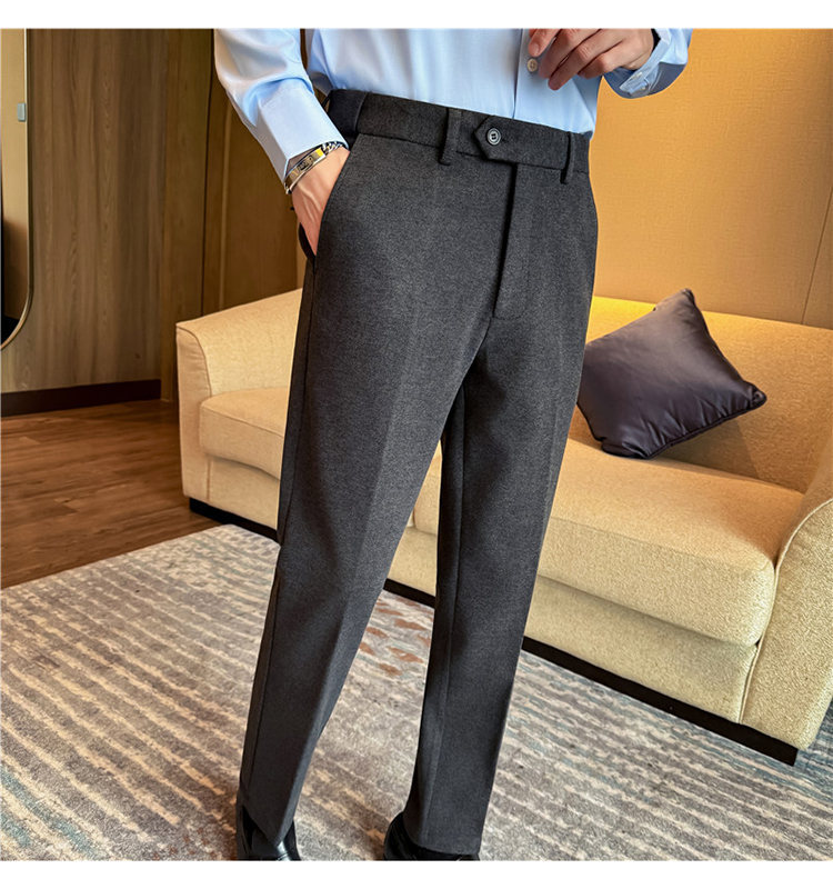 Men's Invisible Elastic Waist Thickened Warm Wool Trousers