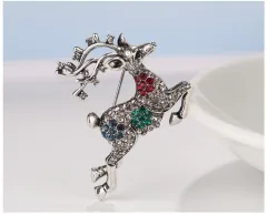 European And American Christmas Gift Sika Deer Brooch - Silver - View 1