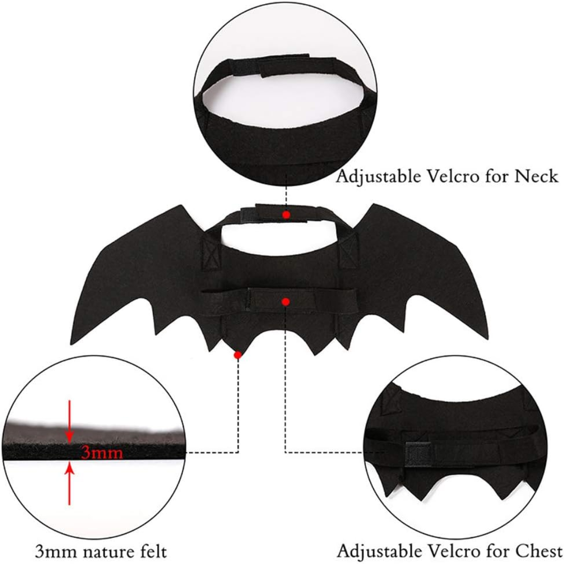 Pet Cat Bat Wings For Halloween Party Decoration, Puppy Collar Leads Cosplay Bat Costume,Cute Puppy Cat Dress Up Accessories — foto 2