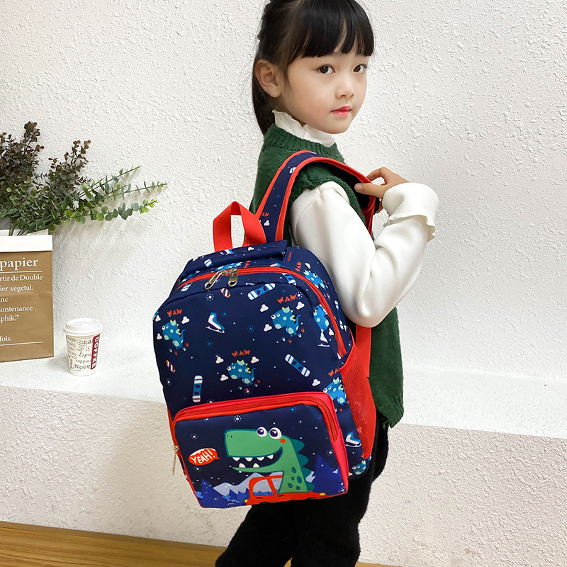 Children's Bag Cute Dinosaur Kindergarten Cartoon Print Male And Female Baby Backpack — foto 4