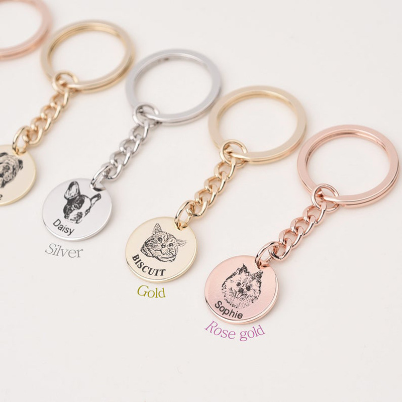Ins Pet Cat And Dog  Photo Diy Keychain