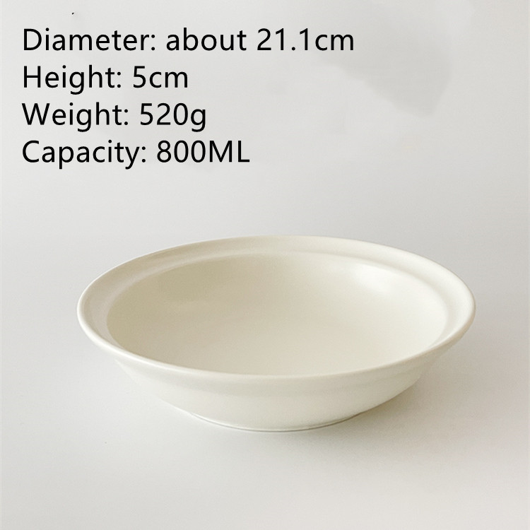 Title 1, White Matte High-grade Nordic Ceramic Dinner Plate