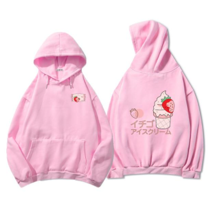 Digital Creative Printing Casual Loose Ladies Hoodie Sweater Ice Cream Pattern