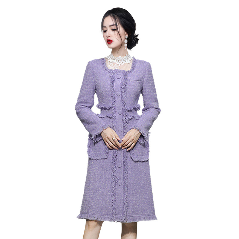 Xiaoxiang Romantic Su Long Woolen Coat Autumn New Product Female Temperament Square Collar Single Breasted Tweed Coat
