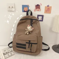 Korean Version Of The Wild High School College Student Backpack - Khaki - View 1