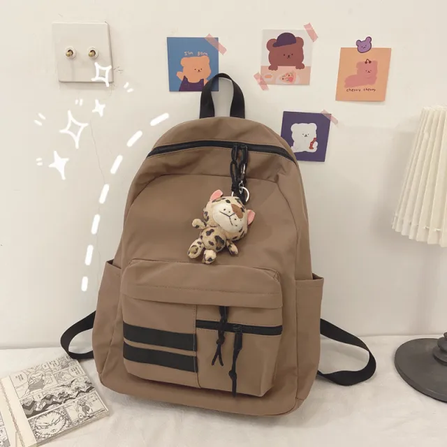 Korean Version Of The Wild High School College Student Backpack Khaki - Shop at LoveMi