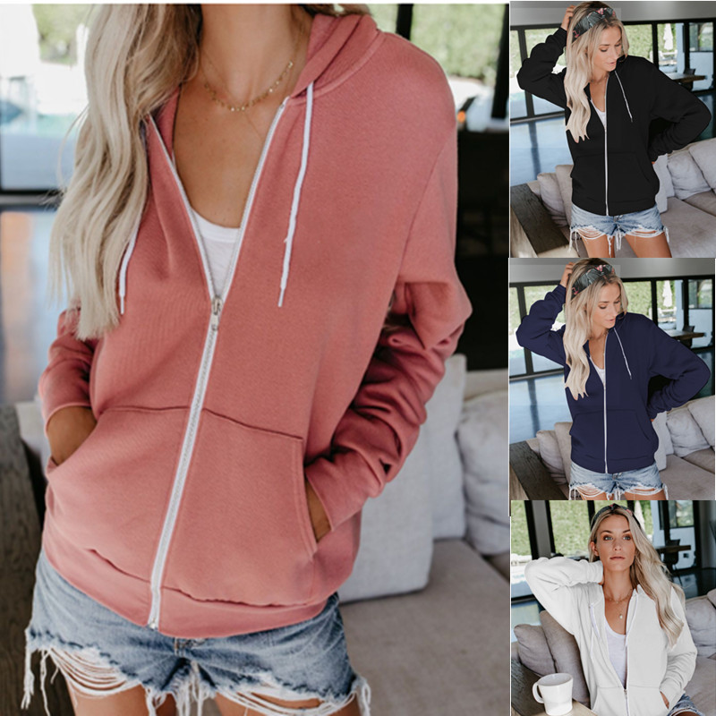 Title 5, Solid color drawstring hooded zipper long sleeves