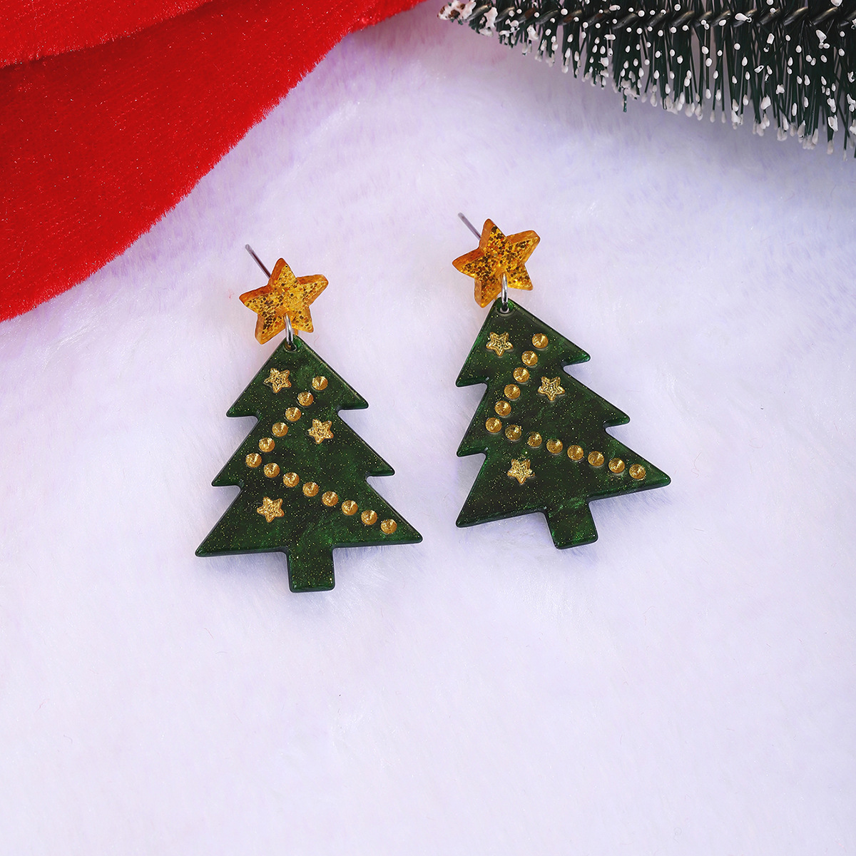 1pair Christmas Earrings Fashion Alpaca Dinosaur Cactus Gingerbread Acrylic Earrings Holiday Party Jewelry — view 2