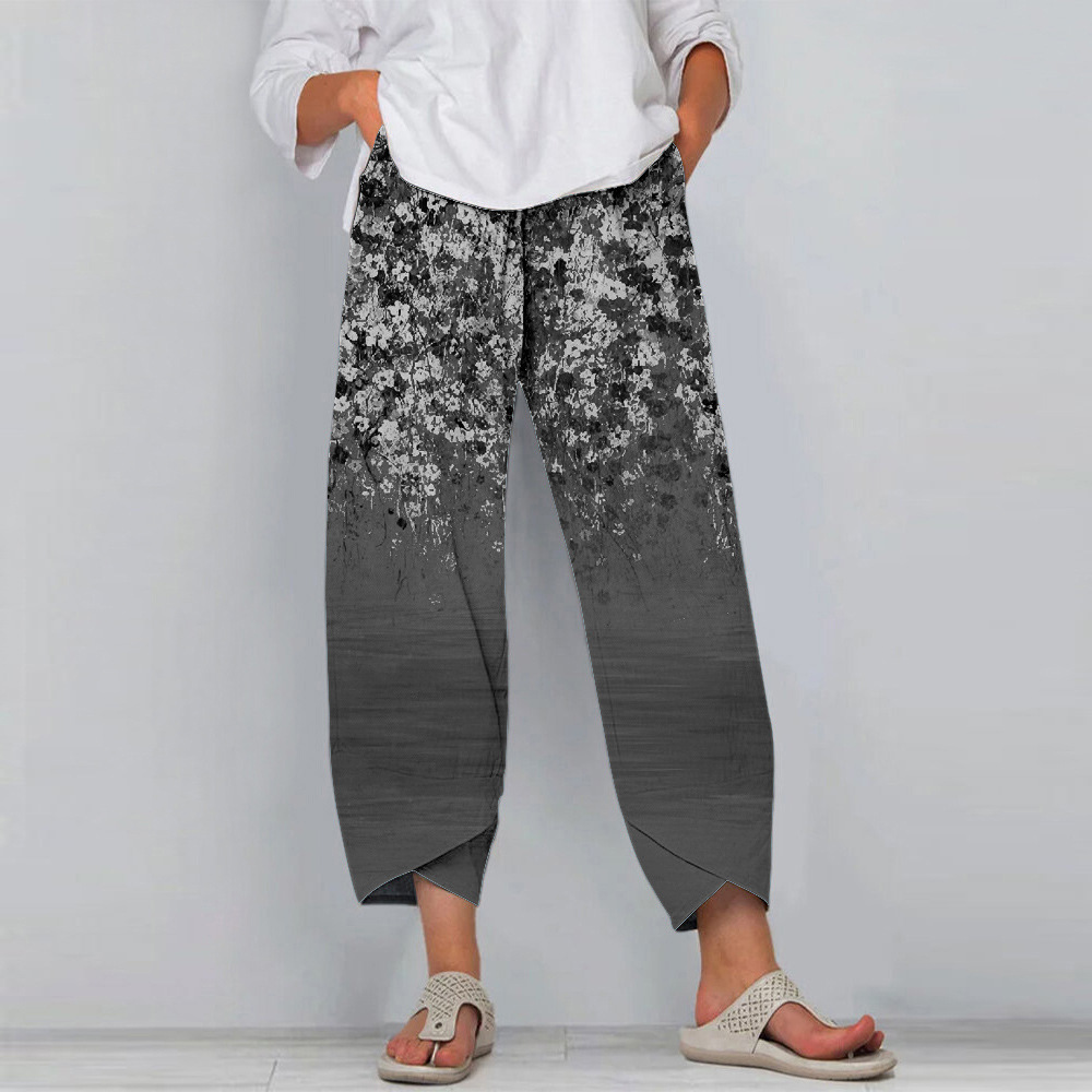 Title 3, Kleine bloemen sportbroek, casual voor dames. C...