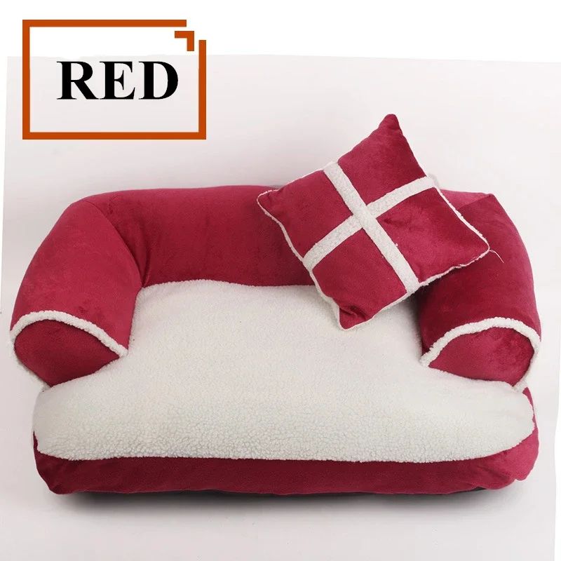 Soft Dog Beds Cat Sofa Best Pet House For Small Medium Dogs Cats Nest Classic England Style Winter Warm Sleeping Bed Puppy Mat Red - Shop at LoveMi