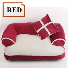 Soft Dog Beds Cat Sofa Best Pet House For Small Medium Dogs Cats Nest Classic England Style Winter Warm Sleeping Bed Puppy Mat - Red - View 1