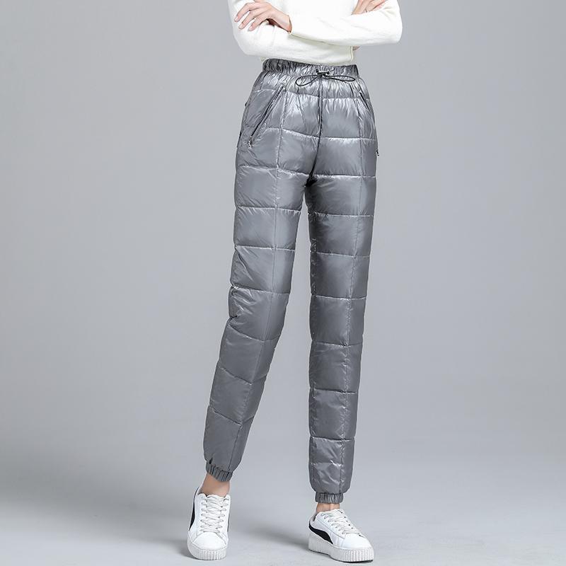 Down Cotton Women's Outwear Fashion Casual High Waist Slim Pants Grey - Shop at LoveMi