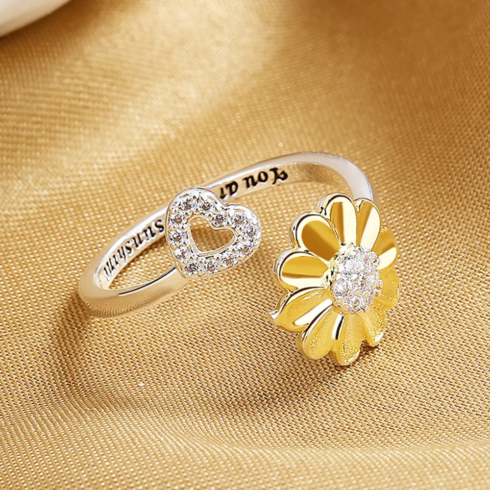 Silver Plated Artistic Sunflower Ring