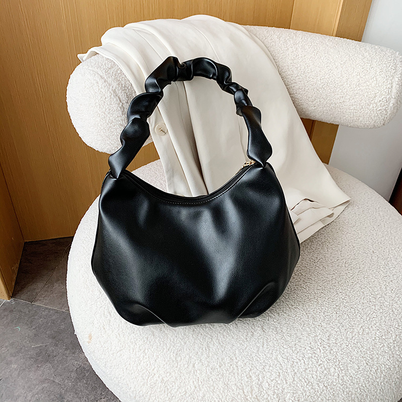 New Trendy Korean Style Pleated One shoulder Messenger Bag Black - Shop at LoveMi