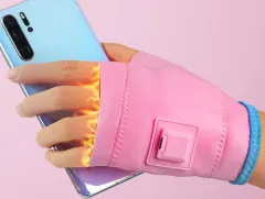 Smart Heating Gloves Charging Warm Riding Warm Hands And Half Fingers - Pink - View 1