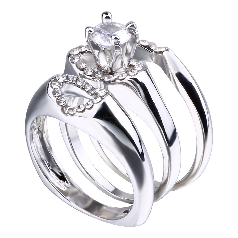 Heart-shaped Three-piece Couple Ring Hot Sale Set Ring