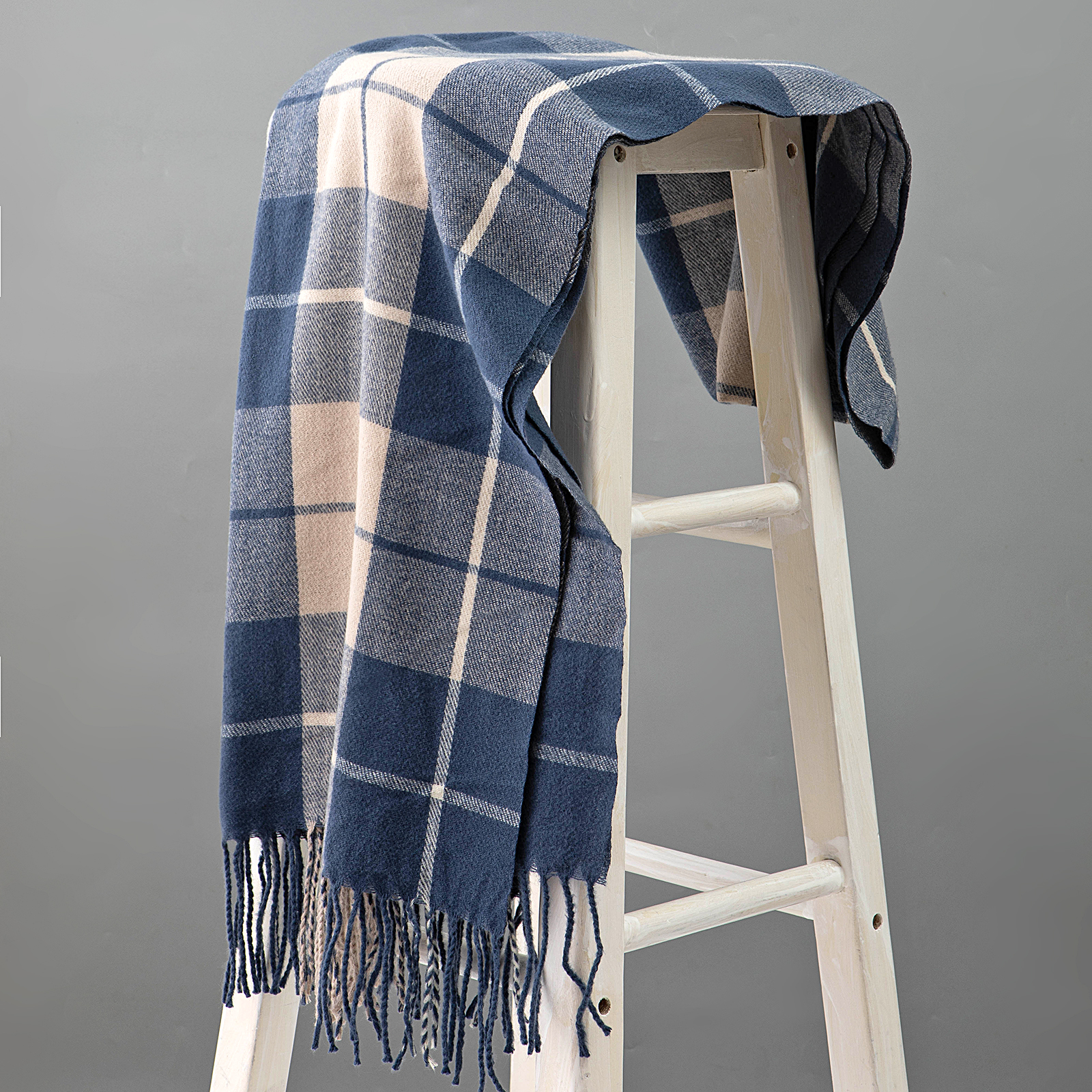 Tartan Plaid Scarf For Women Winter, Retro Orange Checkered Cashmere Feel Shawl With Tassel, Warm Large Wrap Scarf Unisex