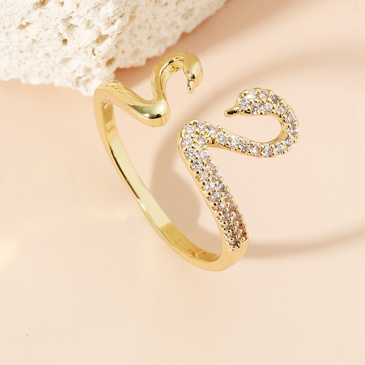 Ring White Crystal Birthday Women's Electroplating Gold Geometric European And American Mosaic