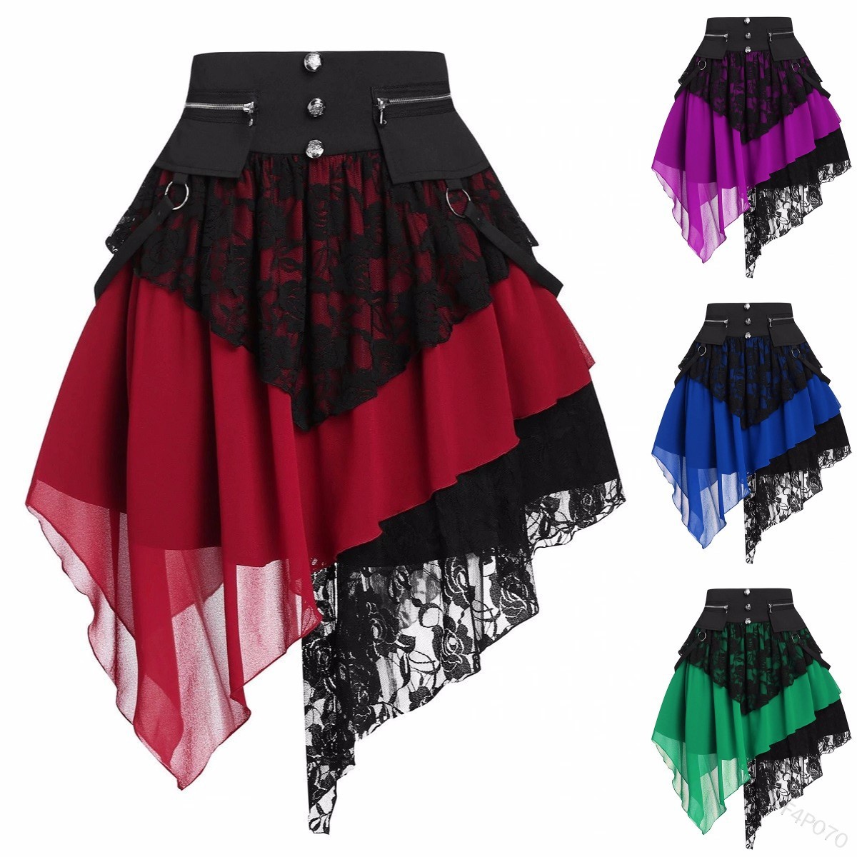 Fashion Summer Women's Lace Stitching Irregular Retro Skirt