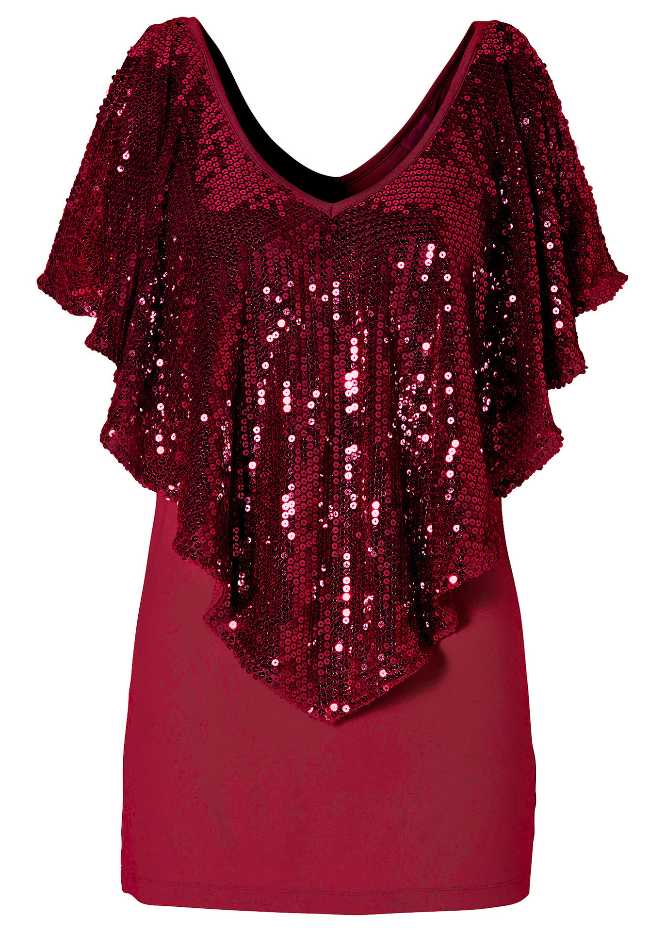Shawl Sequin Stitching Stretch Sexy T-shirt Top