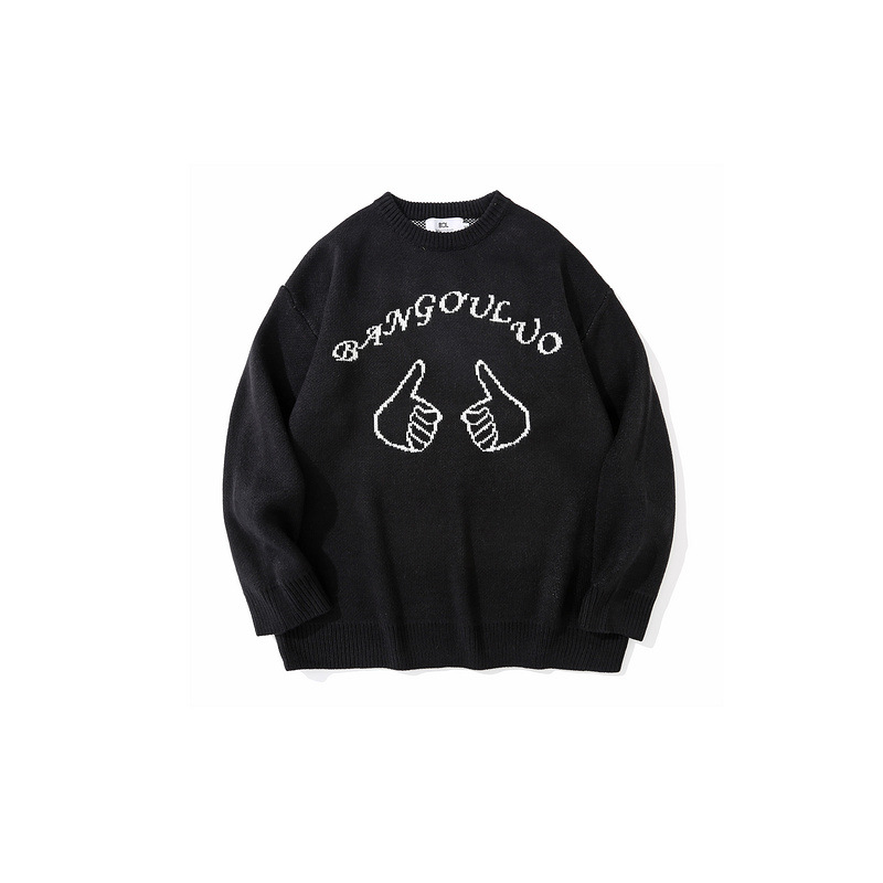 Men's Color Block Plaid Crew Neck Sweater