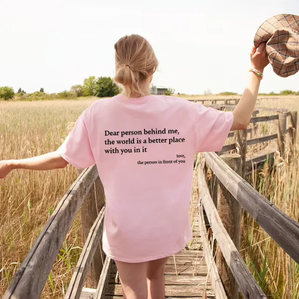 New Fashion Womens Letter T Shirt Round Neck Short Sleeve Slogan Tee Top Pink - Shop at LoveMi