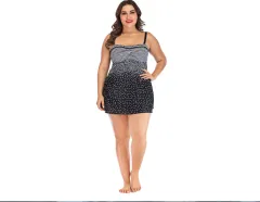 Women's Skirt Split Briefs Plus Size Swimsuit - Black - View 1
