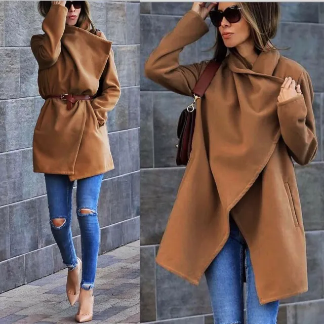 Cross border E commerce For Women's Mid length Coats Khaki - Shop at LoveMi