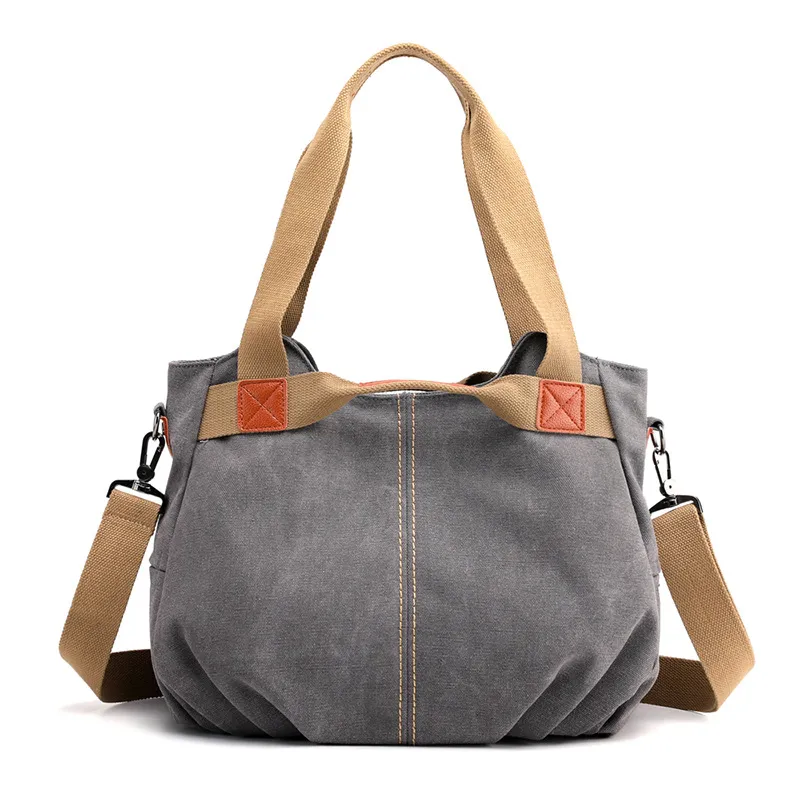 Canvas One Shoulder Casual Women's Bag Messenger - Grey