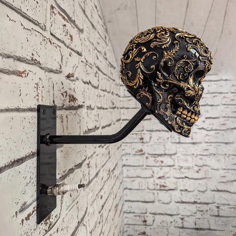 Motorcycle Helmet Holder Rack Wall Mount Hat Stand Display Rack Skull Rack